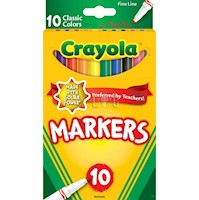 Crayola Markers Plumones Línea Fina x 10 Unidades